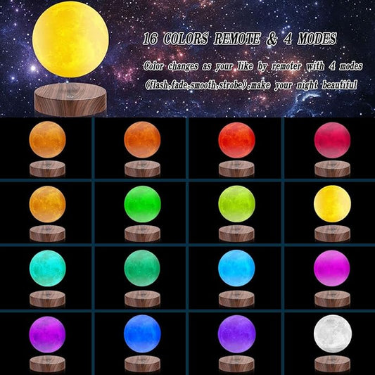 VGAzer Levitating Moon Lamp, Floating and Spinning 3D Moon Light 16 Colors Model ,Gifts for Women,Thanksgiving Christmas Gifts for Kids,Friends