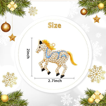 WhatSign Horse Christmas Ornament - Metal Horse with Rhinestones, Farmhouse Style, Perfect for Christmas Tree, Holiday Gifts for Daughter or Son