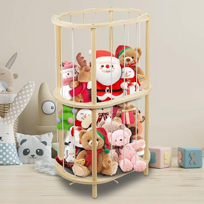Extra Large Wooden Stuffed Animal Holder Zoo Storage Soft Toy Organizer Nursery Zoo Cage Plush Stuffed Toy Cage Kids Playroom Bedroom Decor Display Corner Ellipsoid