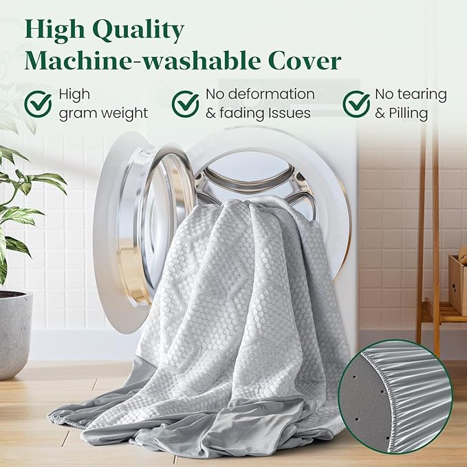 Firm Mattress Topper Full Size, 4 Inch High Density Support Foam with Washable Protector, Charcoal Bed Topper with Ventilated Design for Back Pain&Pressure Relief,CertiPUR-US