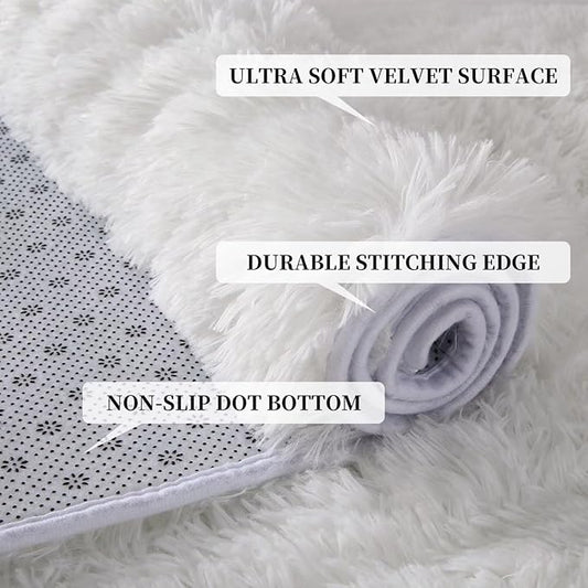 Fluffy Grey Rugs for Bedroom Living Room 10x13 Extra Large Soft Shaggy Throw Carpet Non Slip Furry Fuzzy Rugs for Nurery Kids Room Plush Cozy Non Shedding Home Decor Mat, Tie Dye Dark Grey