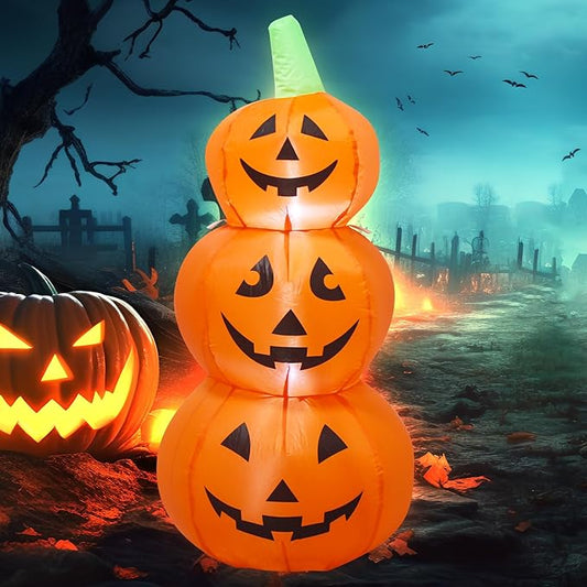 TRMESIA 3.5FT Halloween Inflatables Pumpkin Outdoor Decorations,3 Pumpkins Outside Decoration with Build-in LED Blow Up Inflatables for Halloween Party Yard Lawn Garden Decor