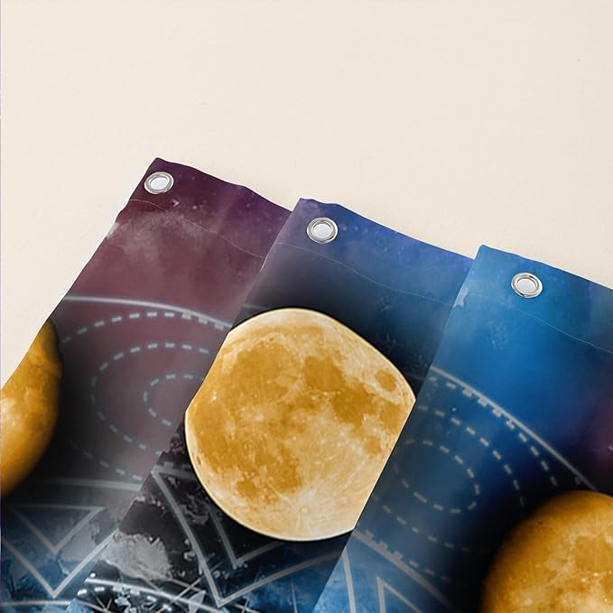 AILONEN Wolf Shower Curtain,Boho Moon Wolf Bath Curtain for Bathroom Decor,Galaxy Wolf Polyester Waterproof Whit 12 Plastic Hooks 72" W*96" H