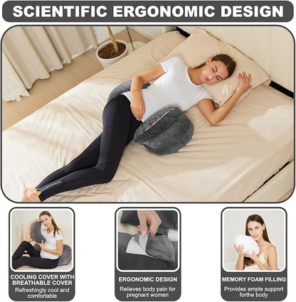 Pregnancy Pillow for Pregnant Women Sleeping, Maternity/Pregnancy Body Pillow Support for Back, Legs, Belly, HIPS of Pregnant Women Grey, Small