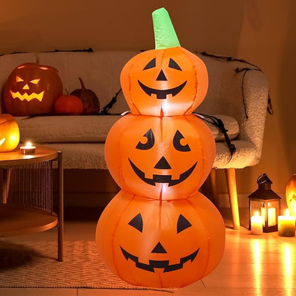 TRMESIA 3.5FT Halloween Inflatables Pumpkin Outdoor Decorations,3 Pumpkins Outside Decoration with Build-in LED Blow Up Inflatables for Halloween Party Yard Lawn Garden Decor