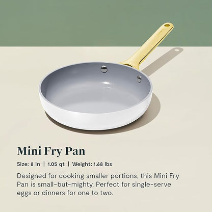 Caraway Mini Cookware Set - Non-Stick Ceramic Fry Pan (1.05 qt, 8") & Sauce Pan (1.75 qt) - Non Toxic, PTFE & PFOA Free - Oven Safe & Stovetop Agnostic (Gas, Electric & Induction) - White