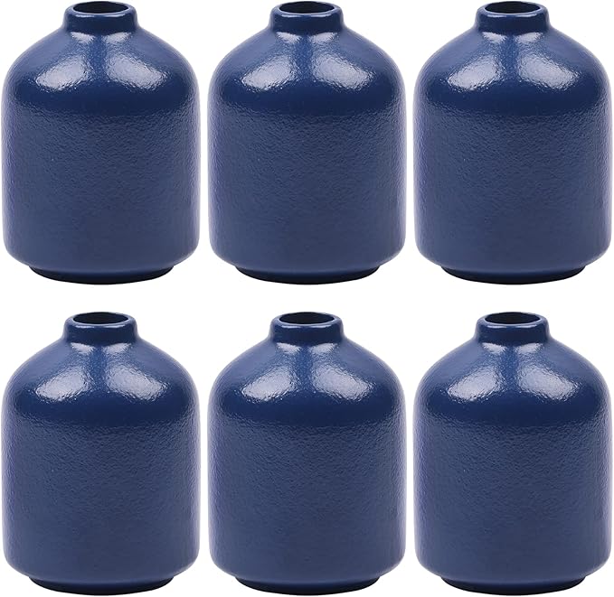 Ceramic Blue Small Vase for Decor, 6 Pack Nordic Minimalist Blue Ceramic Vases for Table Decor, Small Bud Vases for Home Decor, Modern Decorative Vases for Kitchen Living Room Centerpieces