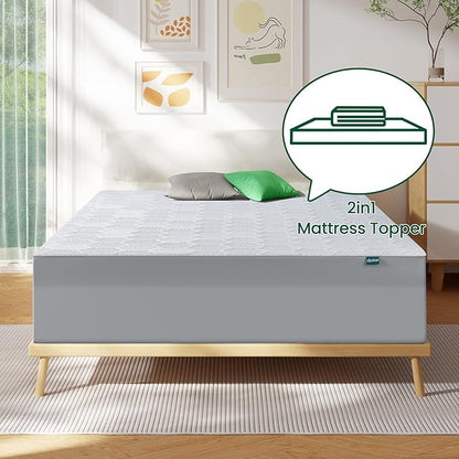Firm Mattress Topper TwinXL Size, 3 Inch High Density Support Foam with Washable Protector, Charcoal Bed Topper with Ventilated Design for Back Pain&Pressure Relief,CertiPUR-US