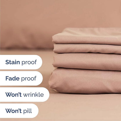 CGK Linens Cal King 6 Piece Sheet Set - Cooling Sheets for Hot Sleepers - Hotel Luxury Bedding Set with 8-16 Inch Deep Pockets - 1 Flat & 1 Fitted & 4 Pillowcases - Ultra Soft & Wrinkle Free - Mauve