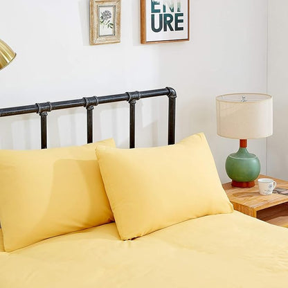 Wellboo Yellow Comforter Sets Queen Light Color Bedding Comforter Sets Cotton Solid Bright Yellow Warm Bedding Blankets Soft Health Spring Fresh Luxury Bedding Women Men Durable Bed