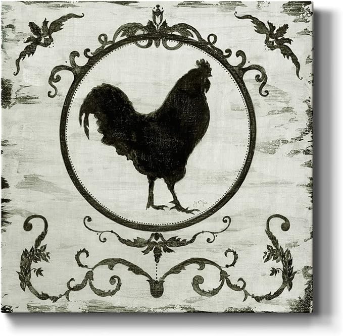 Colorful Animals Painting Wall Art on Canvas Modern Abstract Artwork, Berkshire Rooster Wall Art, Ready to Hang, 40'' x 40''