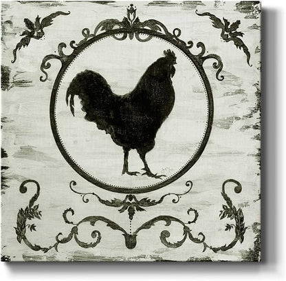 Colorful Animals Painting Wall Art on Canvas Modern Abstract Artwork, Berkshire Rooster Wall Art, Ready to Hang, 40'' x 40''