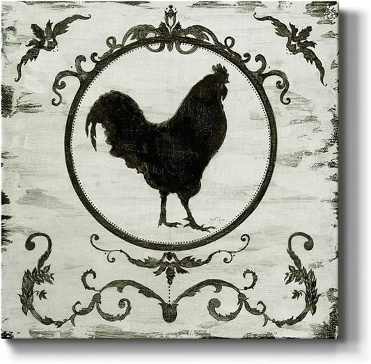 Colorful Animals Painting Wall Art on Canvas Modern Abstract Artwork, Berkshire Rooster Wall Art, Ready to Hang, 40'' x 40''