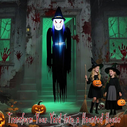 6FT Halloween Inflatables Hanging Ghost Outdoor Decorations Blow Up Yard Decor with Built-in LEDs for Tree Window Porch Lawn Party Decor