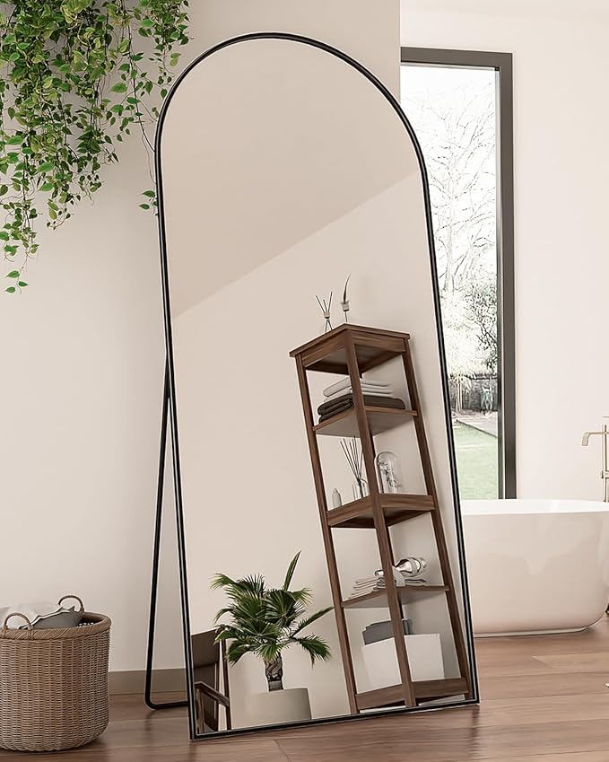 Antok Arched Full Length Mirror, 71"x32" Arched Floor Mirror, Glassless Mirror Full Length with Stand, Floor Mirror Freestanding, Wall Mounted Mirrors for Bedroom Living Room, Black