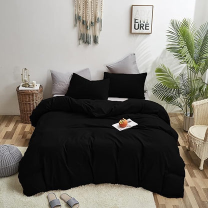 Cottonight Black Comforter Set King Men Women All Black Bedding Set Blanket Quilts Solid Fuzzy Modern Gothic Cozy Dark Color Comforter Set for King Bed Women Men
