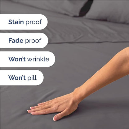 CGK Linens Split King 7 Piece Sheet Set - Cooling Sheets for Hot Sleepers - Hotel Luxury Bedding Set with 8-16 Inch Deep Pockets - 1 Flat & 2 Fitted & 4 Pillowcases - Soft & Wrinkle Free - Split King