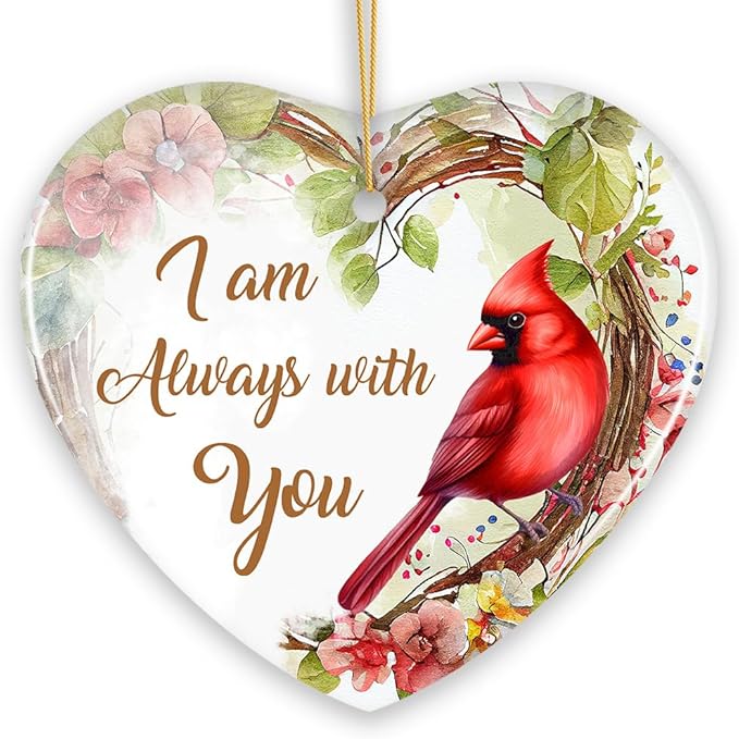 I am Always with You Cardinal Ornament, Sentimental Christmas Memorial Gift