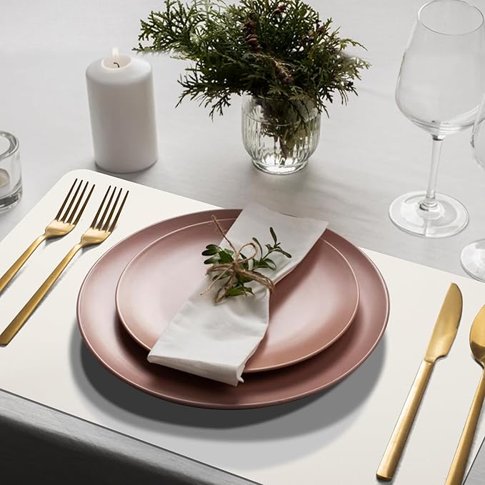 Maxpearl Faux Leather Placemats Set of 4, Waterproof - Wipe Clean - Heat Resistant - Anti Slip Dining Table Place Mats, Suitable for Indoor & Outdoor Use, 17’’×12’’, Ivory White