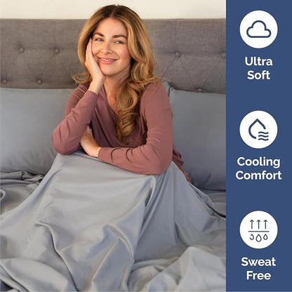 CGK Linens Queen 6 Piece Sheet Set - Cooling Sheets for Hot Sleepers - Hotel Luxury Bedding Set w/ 8-16 Inch Deep Pockets - 1 Flat & 1 Fitted & 4 Pillowcases - Soft, Comfy & Wrinkle Free - Steel Blue