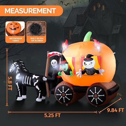 Amazingforless (4ft-12ft) Halloween LED Inflatable Decorations w/Blower Spooky Animated Blow Up (Frankenstein, Dragon, Ghost, Pumpkin, Skeleton Dog,Tree,Clown, Archway)