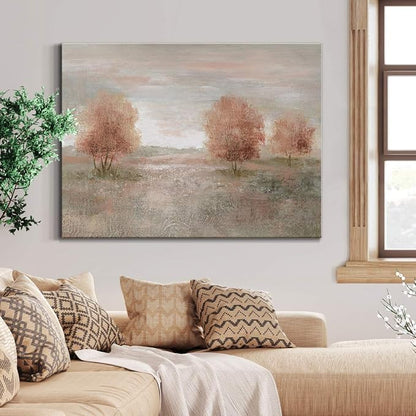 Renditions Gallery Canvas Nature Wall Art Modern Paintings Decorations Autumnal Peach Leaves Abstract Romantic Artwork Wall Hanging Prints for Bedroom Office Kitchen - 24"x36" LT33