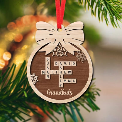 Personalized Christmas Ornament, Custom Christmas Crossword Ornament, Custom Scrabble Ornament, Custom Grandkids Crossword Art, Personalized Wooden Decoration