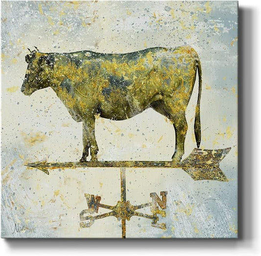 Abstract Wall Art Animals Poster for Bedroom and Living Room,Americana Cow Wall Art, Ready to Hang, 24'' x 24''