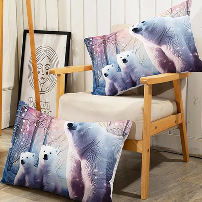 AILONEN Polar Bear Fitted Sheet Set Twin Size, Arctic Animals Bedding Winter Snow Bear Kawaii Kids Bed Sheet with 2 Pillowcases,3 Pieces Twin Fitted Sheet Set for Girls Boys