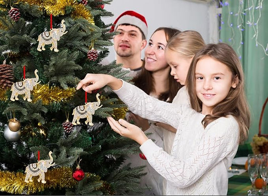 WhatSign Elephant Ornament for Christmas Tree - Metal Cute Elephant Party Decorations Hanging Ornament Keepsake Gifts for Kids Girls