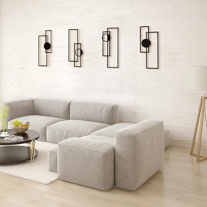 Art3d Black Metal Wall Art, 4 Pieces Abstract Wall Decor for Living Room, Dining Room, 3D Textured Metal Wall Sculptures, Minimalist Wall Art Style