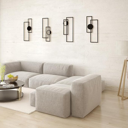 Art3d Black Metal Wall Art, 4 Pieces Abstract Wall Decor for Living Room, Dining Room, 3D Textured Metal Wall Sculptures, Minimalist Wall Art Style