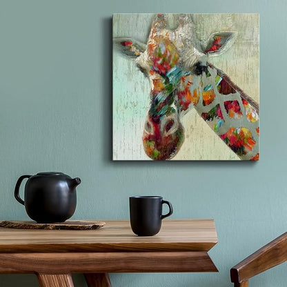 Canvas Wall Art Animals Theme for Home Décor, Paint Splash Giraffe Wall Art, Ready to Hang, 16'' x 16''