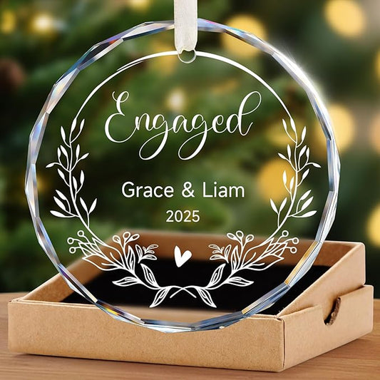 Engagement Gifts for Couples - Personalized Ornaments Keepsake Gift for Newly Engaged, Women, Fiance, Her - Bride to Be Gifts, Just Engaged Ornament 2025 - Christmas Tree Decorations