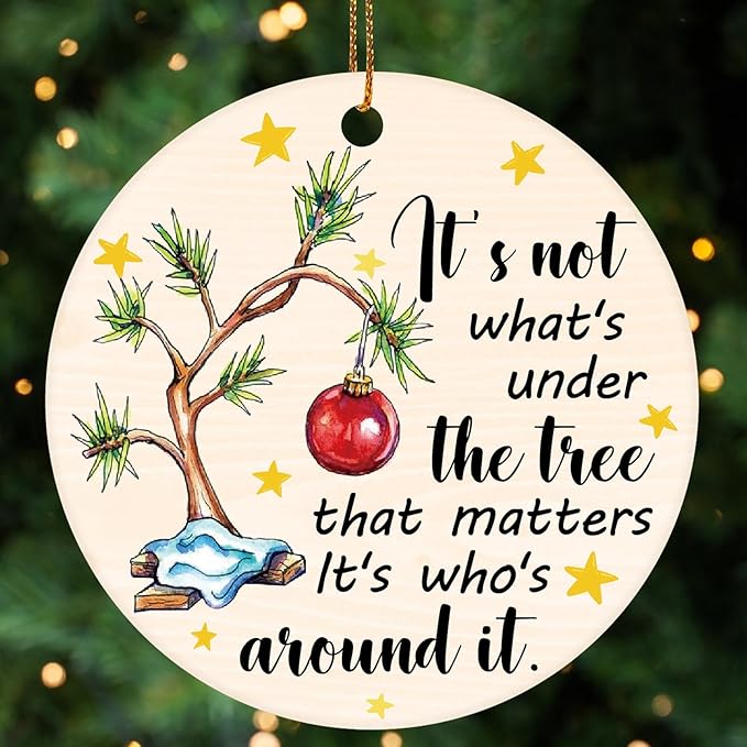Tree Quote 2 Christmas Tree Ornaments, Funny Christmas Ornaments 2025, Ceramic Christmas Tree Ornaments for Family Friends, Cute Holiday Hanging Decor, Sentimental Xmas Gift Keepsake