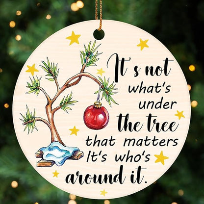 Tree Quote 2 Christmas Tree Ornaments, Funny Christmas Ornaments 2025, Ceramic Christmas Tree Ornaments for Family Friends, Cute Holiday Hanging Decor, Sentimental Xmas Gift Keepsake