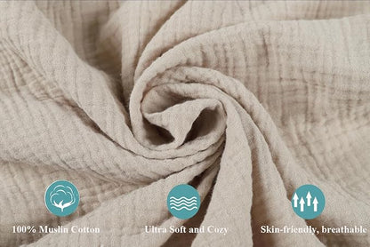 Muslin Travel Crib Fitted Sheets Compatible with Baby Bjorn, Guava Lotus Travel Crib and 24 x 42 Inch Travel Light Playard Mattress Snuggly Soft 100% Cotton Fog & Brown