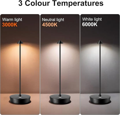 SAKRINGT Cordless Table Lamps Rechargeable, 6000mAh Battery Operated Waterproof Stepless Dimming Modern Portable LED Table Light for Restaurant Dining Patio Outdoor