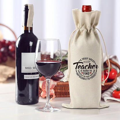 Teacher Thank You Gifts from Student, Teacher Appreciation Gifts for Women Men, Teacher's Day Gifts Wine Bags, A Truly Great Teacher