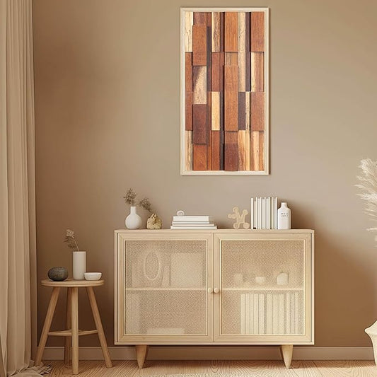 NAHARO Modern Wood Wall Decor- Natural wood Handcrafted Rustic Charm for Your Home - Perfect for Living Room, Bedroom,Kitchen,or Office