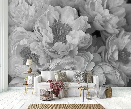 Gray Flower Bedroom Wallpaper Mural (Not Peel and Stick)