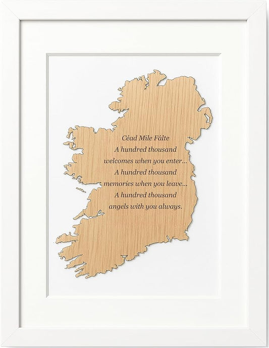 Biddy Murphy Irish Gifts, Traditional Irish Welcome Framed Word Art, Wall Decor, Cead Mile Faiite, Handmade in Ireland, Hanaging Greeting for Home Decor