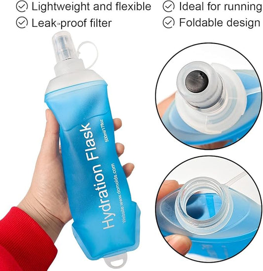 250ml Soft Flask, TPU Collapsible Soft Water Bottle for Hydration Pack, Running Vest, Folding Water Bottle for Hiking Cycling Climbing-1Pcs, Blue