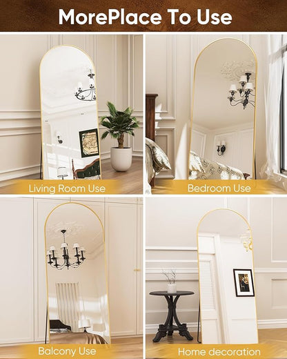 Antok Arched Full Length Mirror, 71"x32" Arched Floor Mirror, Glassless Mirror Full Length with Stand, Floor Mirrors Freestanding, Wall Mounted Mirrors for Bedroom Living Room, Gold