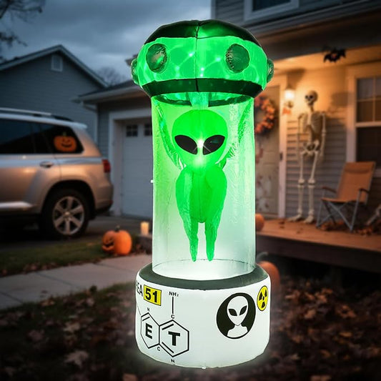DearSun 7.5FT Halloween Inflatable Alien in Experimental Cabin with Build-in LED Lights, Blow up Halloween Inflatable Outdoor Indoor Decorations Large Party Yard Decoration