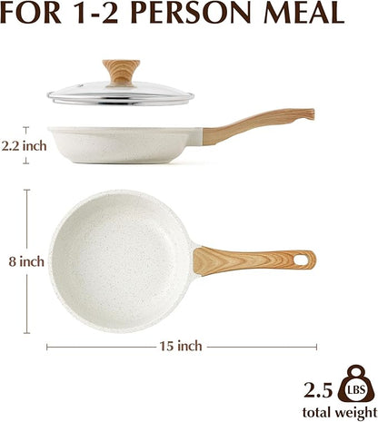 SENSARTE Nonstick Ceramic Frying Pan with Lid 8/9.5/10/11/12.5 Inch Omelet Pan Skillet, Free of Intentionally Added PFAS/PTFE Non-toxic Chef's Pan Induction Compatible Pan, Heat Resistant Handle