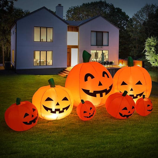 Sizonjoy 7 Ft Halloween Blow up Inflatable Pumpkin Decoration-Lighted Halloween Inflatable Pumpkin for Home Yard Garden Indoor and Outdoor Decoration