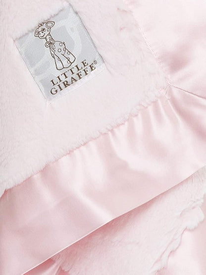 Little Giraffe Baby Blanket - Luxe Soft Blanket with Satin Trim - Baby Stroller Blanket - Newborn Baby Essentials & Baby Gifts - 17" x 17" - Pink