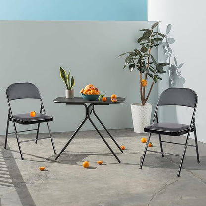Sweetcrispy Folding Chair 12 Pack, Leather Padded Folding Chairs, Sturdy Metal Foldable Chairs, Easy to Use and Store, Outdoor and Indoor, for Home, Office, Party, Comfy