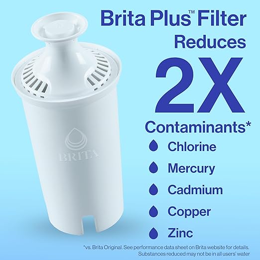 Brita Large 10 Cup Water Filter Pitcher, 1 BritaPlus Filter, Everyday, Black (Package May Vary)